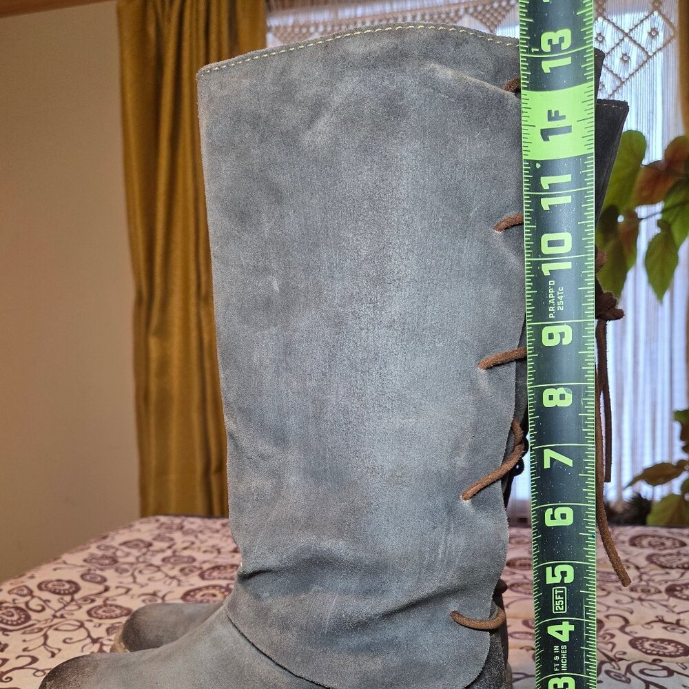 Born Boot "Sable", Wide Shaft Grey, Suede with Lacing, Sz 8/39 - Picture 3 of 12